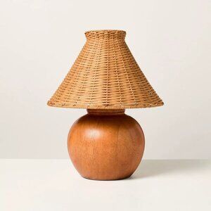 Wood Base Rattan Shade Accent Table Lamp‎ - Hearth & Hand Magnolia - Target NIB